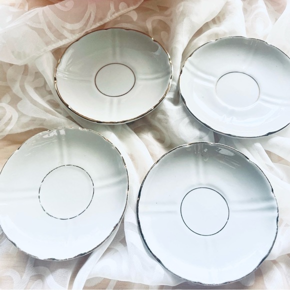 Vintage Small Teacup and Saucer Set | White European Porcelain with Gold Trim - Picture 11 of 15